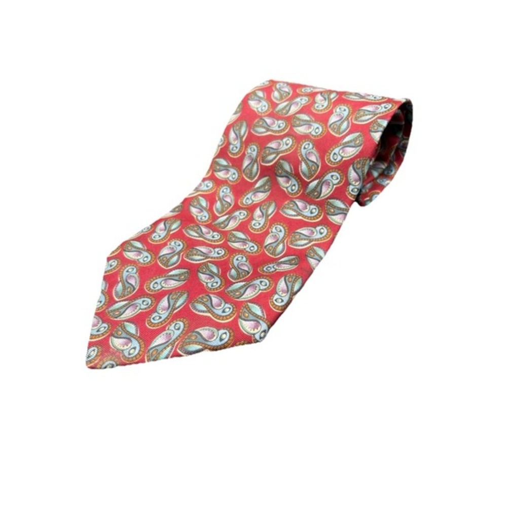 Christian Dior Monsieur Necktie Mens OS Red Paisley‎ Silk Excellent Made in USA